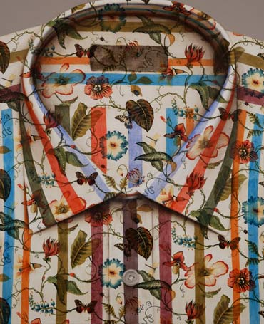Painting - Shirt L01 (striped shirt painted on large floral background)