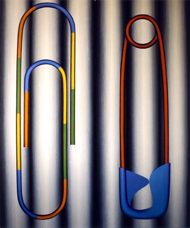 Painting - O Light Fingered One (paper clip and safety pin)