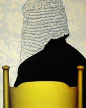 As Grand As England, study 2, 1999-04, acrylic, oil and glass balls on canvas, 101 x 76 cm.