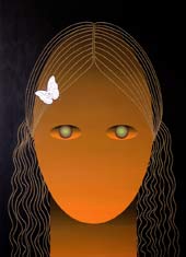 Looking for Love 1, 1999, acrylic, oil and glass balls on board, 76 x 105 cm.