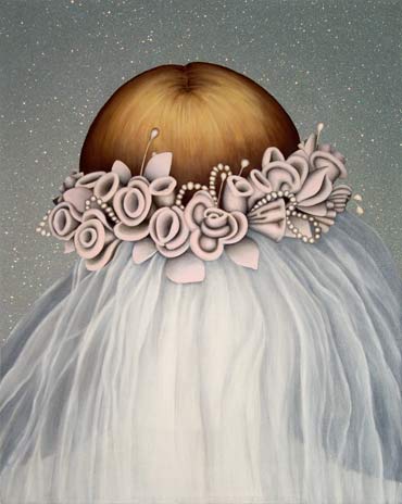 Garden Head, 2004, acrylic, oil and synthetic crystals on canvas, 75 x 60 cm.