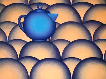 Blue Ball (tea pot), 1998, acrylic on canvas, 56 x 42 cm.