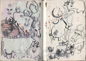 Sketchbook A5-02, 15. Mixed media drawings (cows).