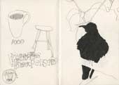 Sketchbook A5-06, 01c. Pencil and graphite drawings with words (Ikea bird).
