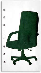 Small Comforts :: Chair 08, Monoprint on Personal Filofax paper.